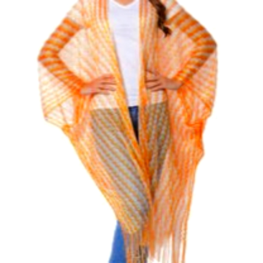 Orange Sheer Scarf Wrap